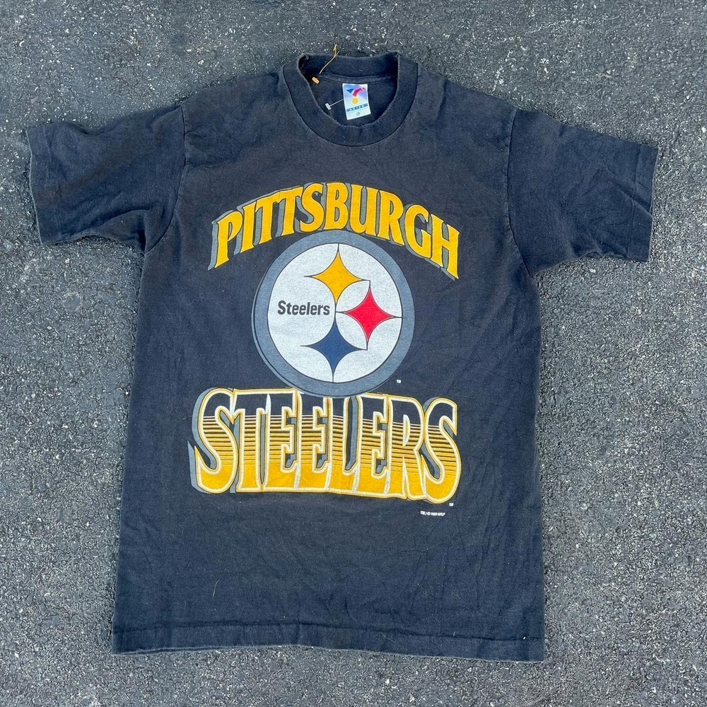 Vintage Single Stitch Pittsburgh Steelers Retro Logo Graphic Shirt L